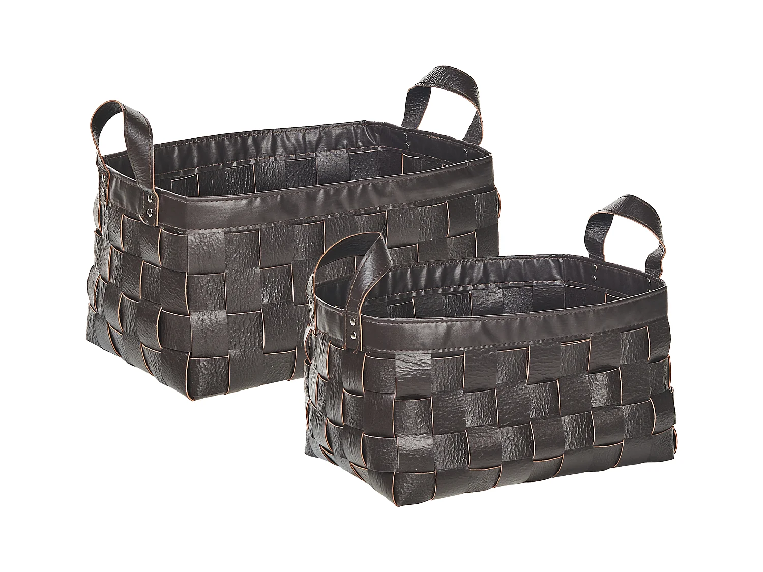 Lot de 2 paniers SIPPAR Cuir PU Marron foncé