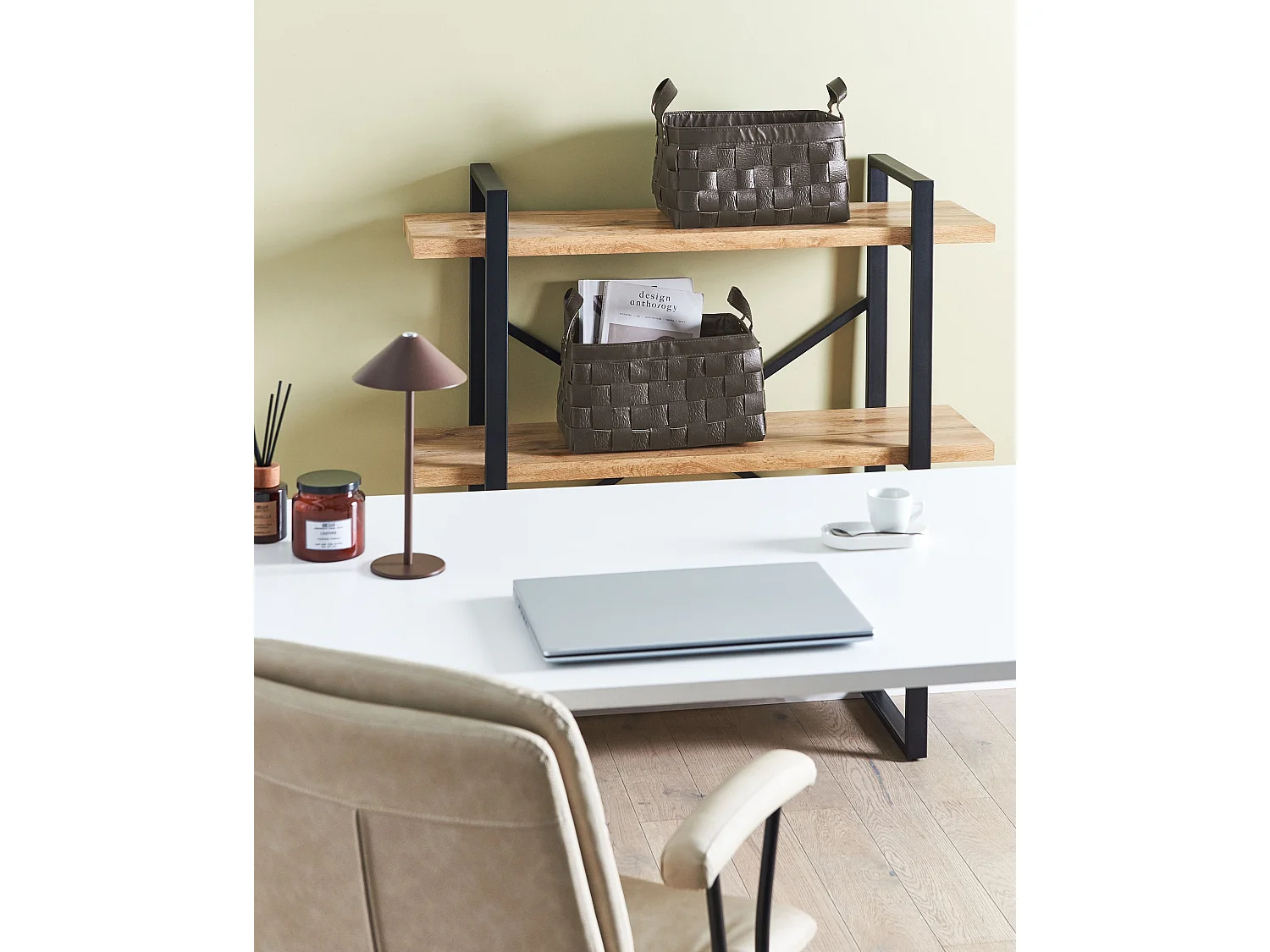 Lot de 2 paniers SIPPAR Cuir PU Marron foncé