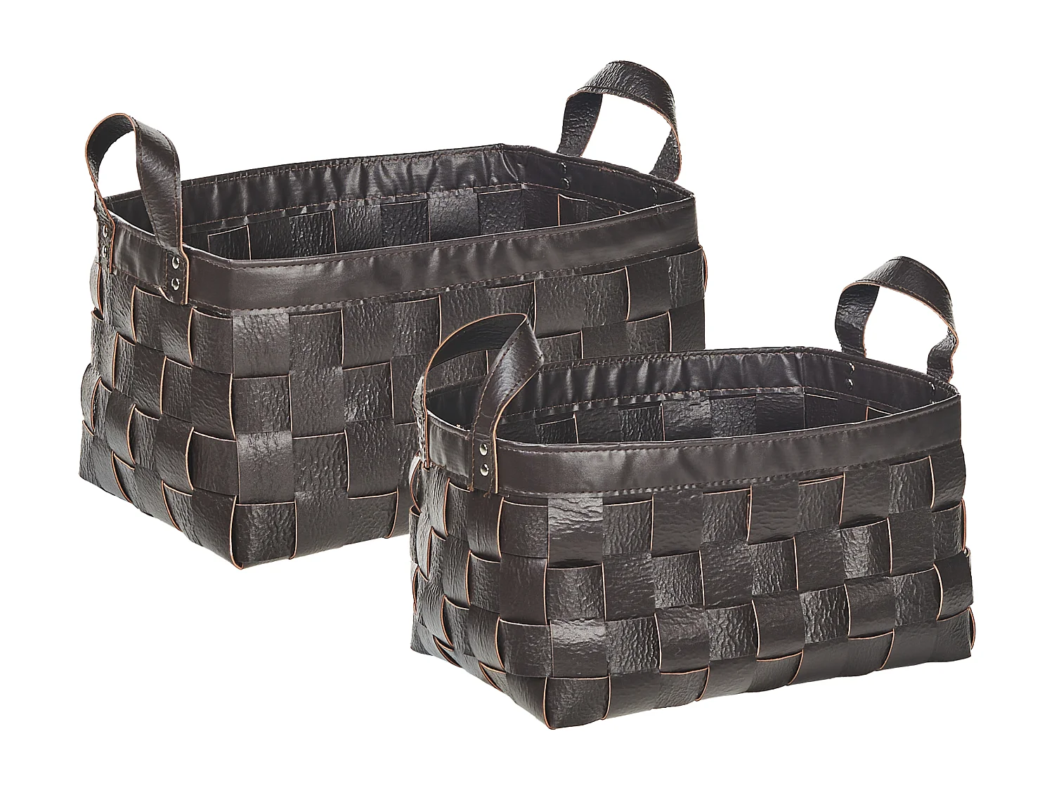 Conjunto de 2 cestas SIPPAR Piel sintética Marrón oscuro