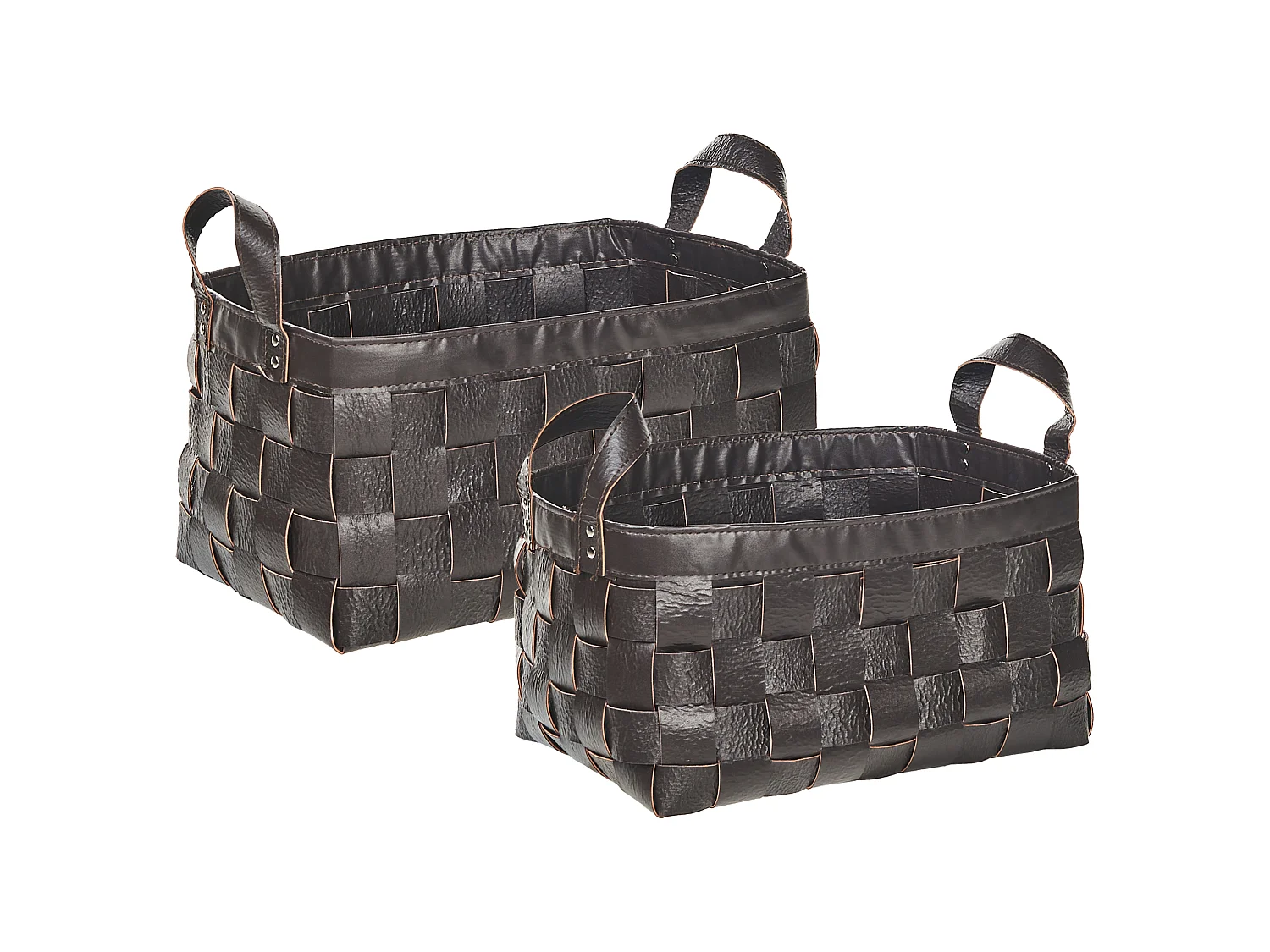 Lot de 2 paniers SIPPAR Cuir PU Marron foncé