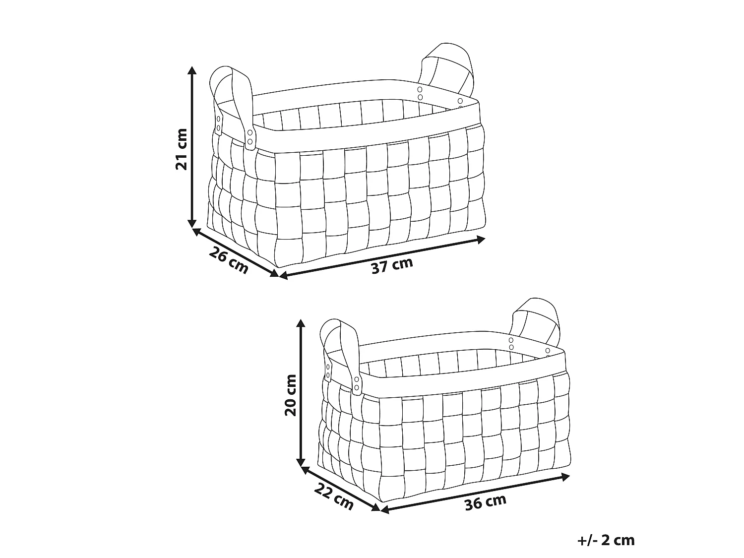 Lot de 2 paniers SIPPAR Cuir PU Marron foncé