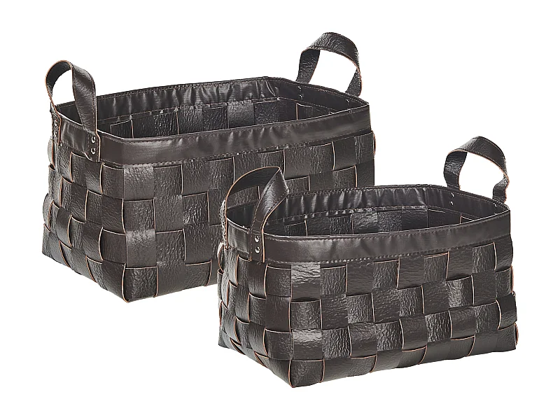 Lot de 2 paniers SIPPAR Cuir PU Marron foncé