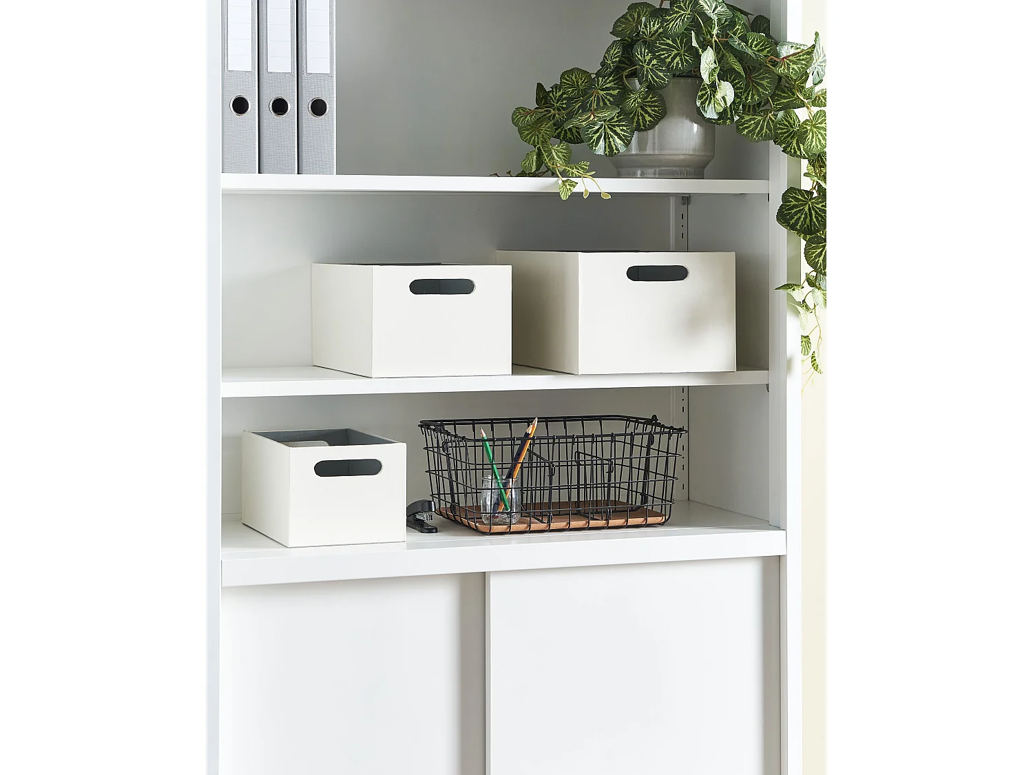 Lot de 3 boîtes LARSA Cuir PU Beige