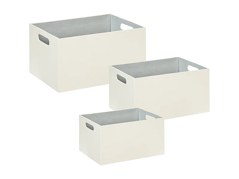 Set di 3 scatole LARSA Pelle sintetica Beige