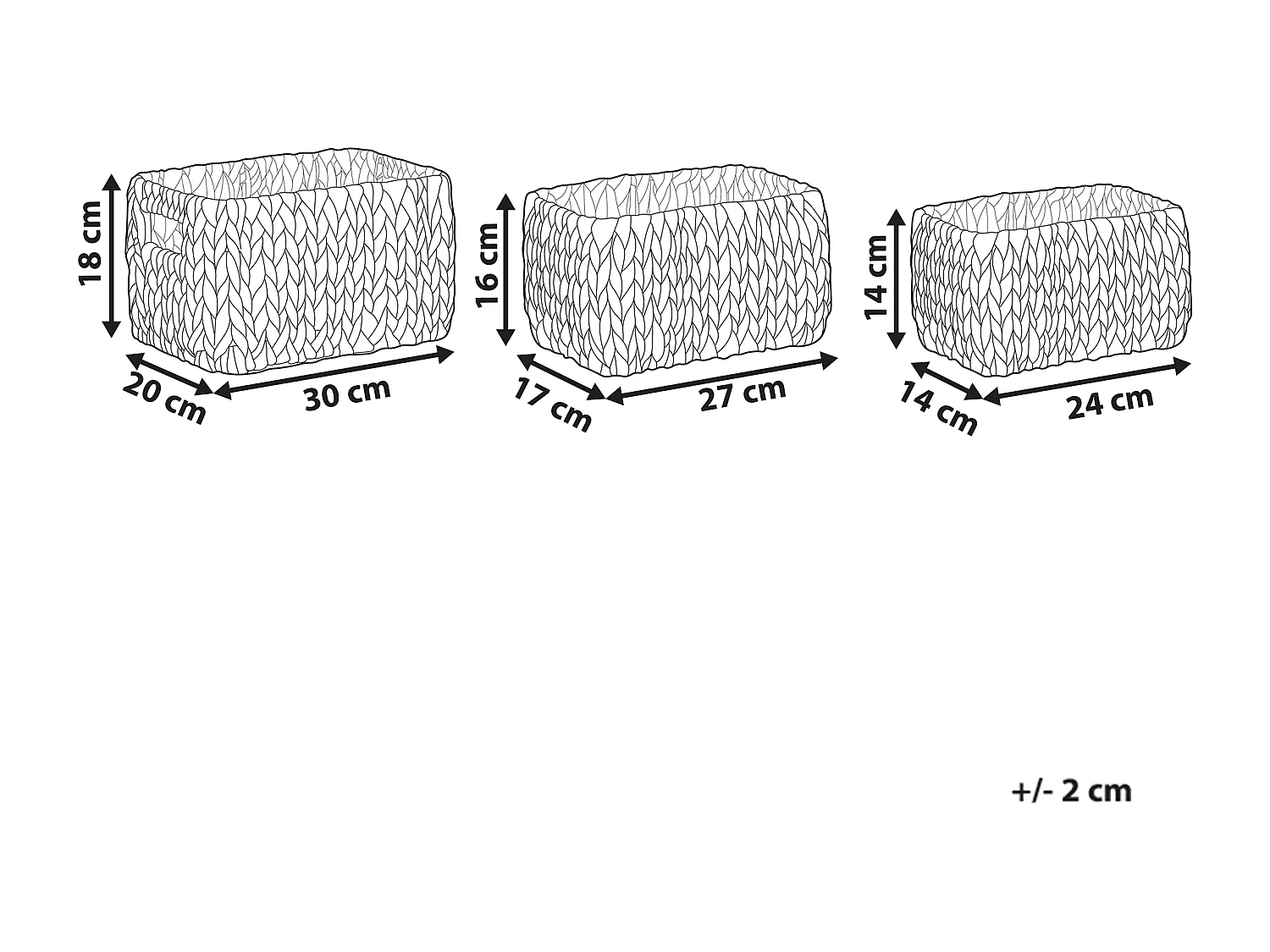 Set van 3 manden HANOI Wicker Natuurlijk