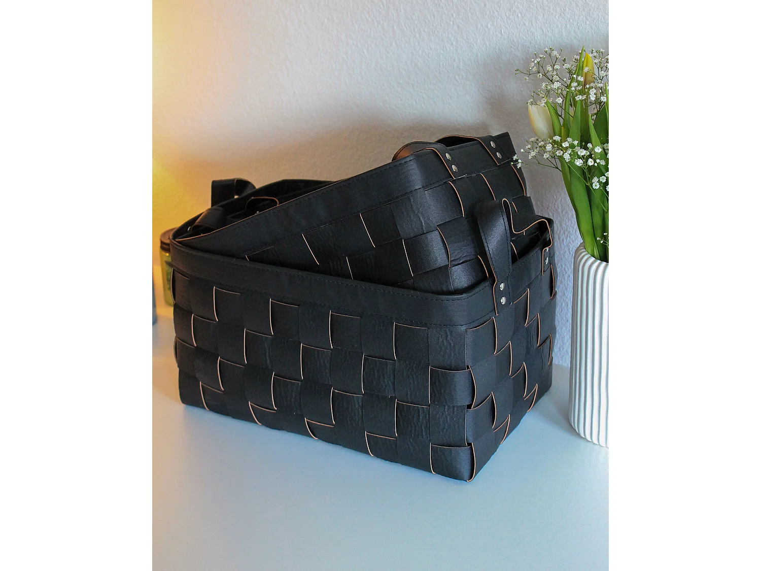 Lot de 2 paniers SIPPAR Cuir PU Noir