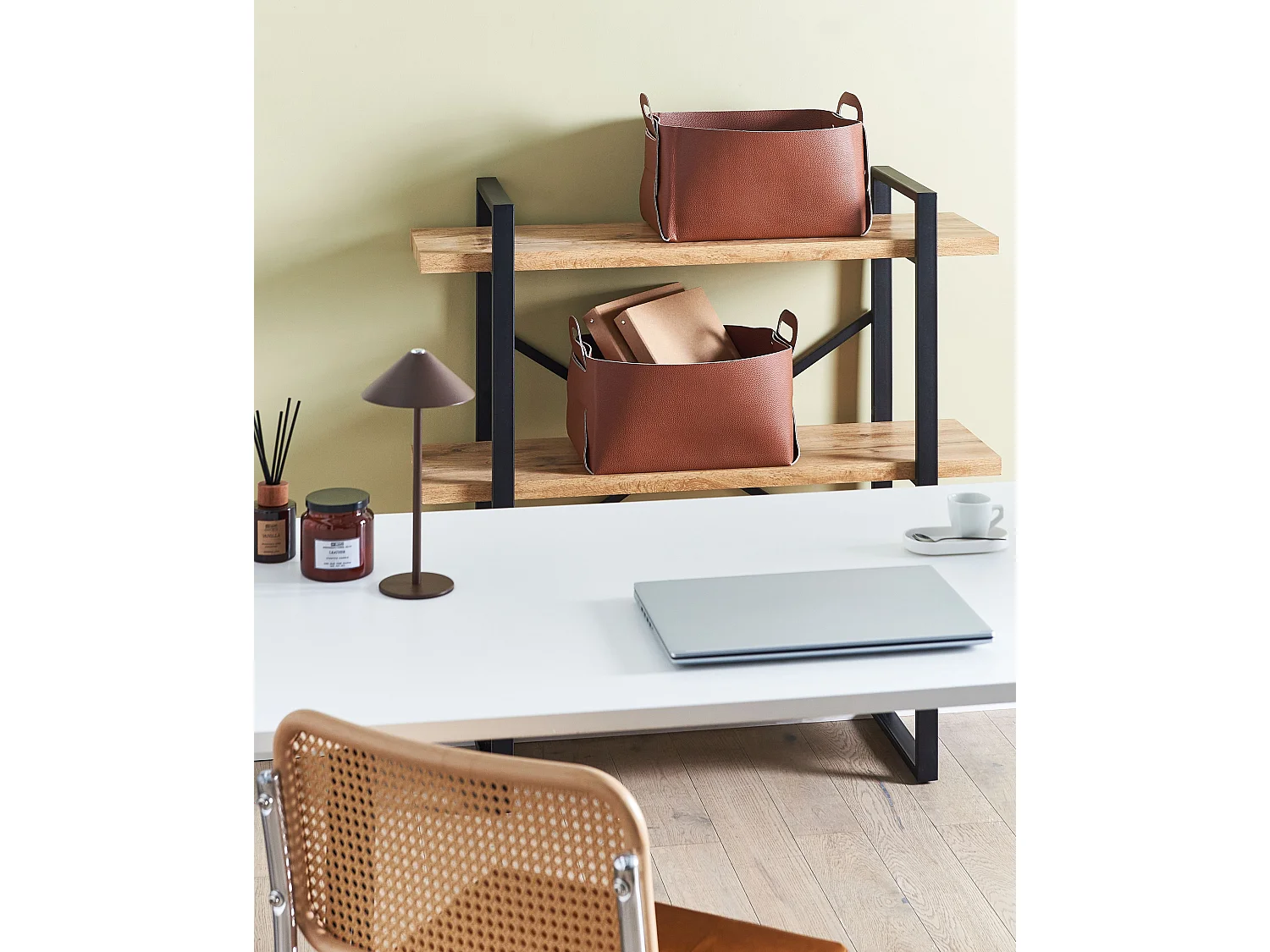 Lot de 2 paniers NUZI Cuir PU Marron