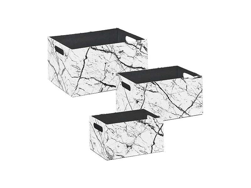 Aufbewahrungsbox 3er Set LARSA Kunstleder Weiss