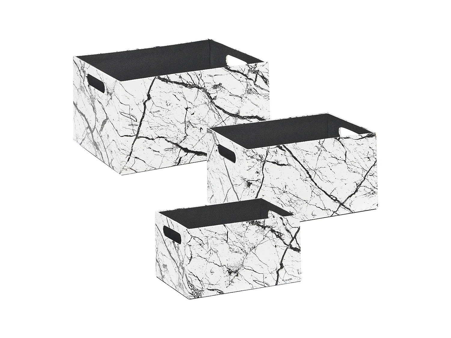 Lot de 3 boîtes LARSA Cuir PU Blanc