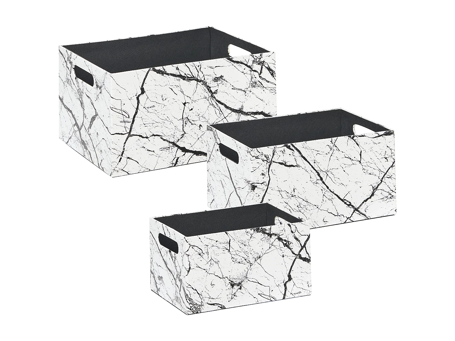 Aufbewahrungsbox 3er Set LARSA Kunstleder Weiss