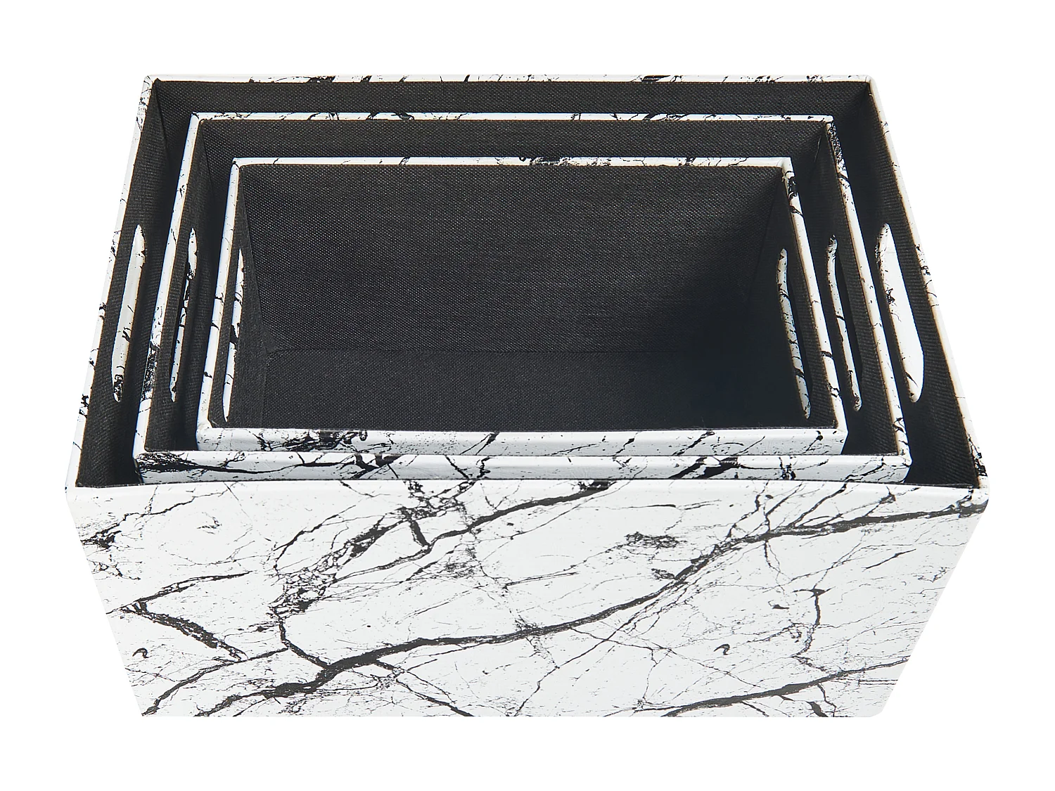 Aufbewahrungsbox 3er Set LARSA Kunstleder Weiss