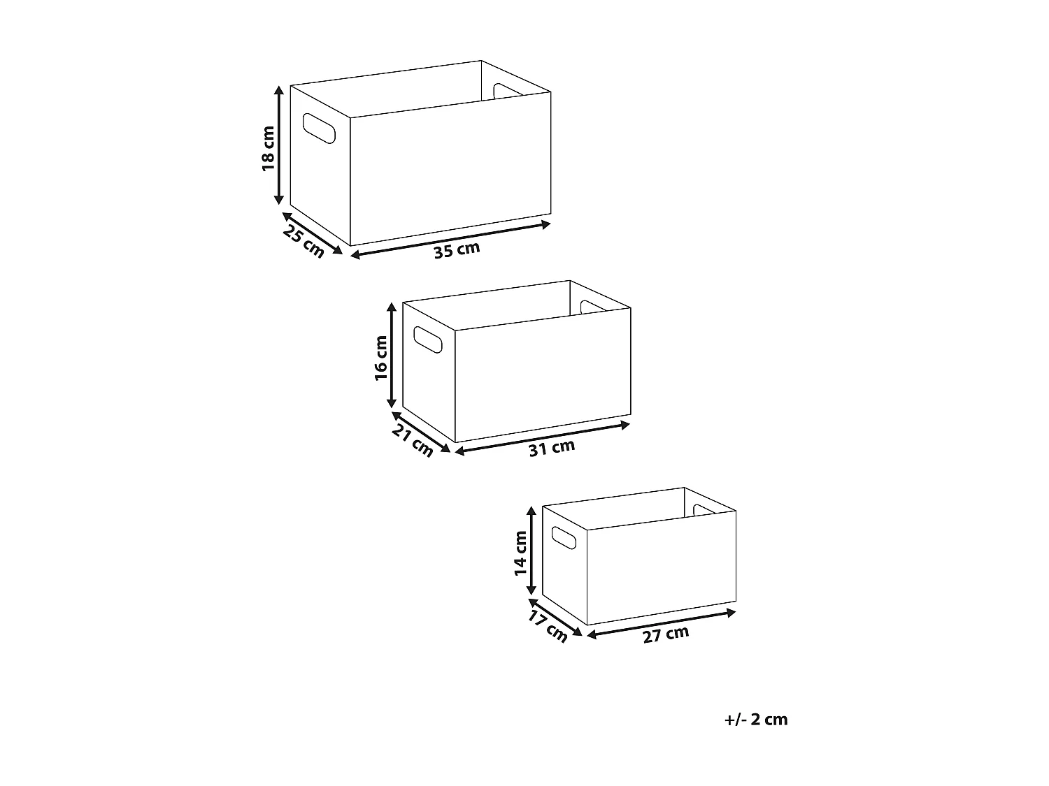 Set di 3 scatole LARSA Pelle sintetica Bianco