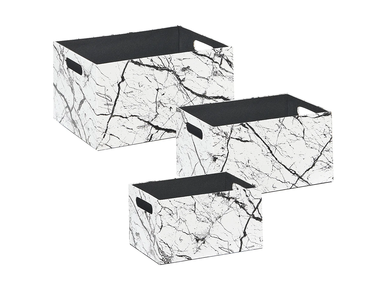 Set di 3 scatole LARSA Pelle sintetica Bianco