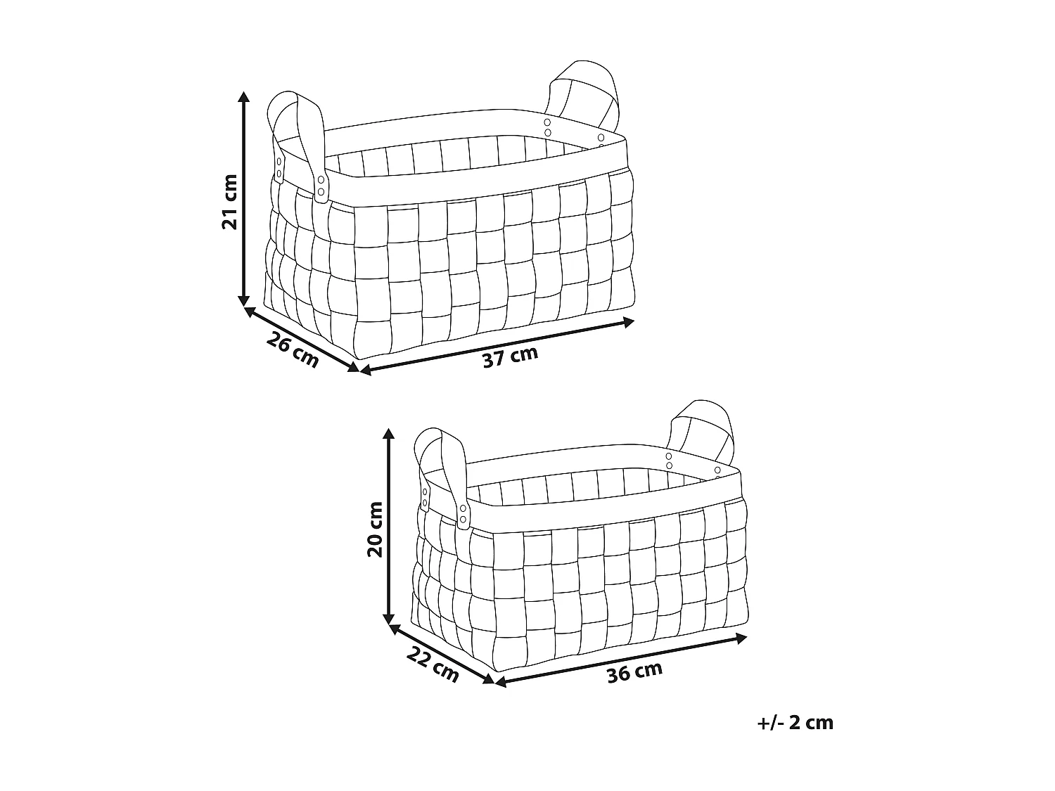 Set van 2 manden SIPPAR Kunstleer Goudbruin