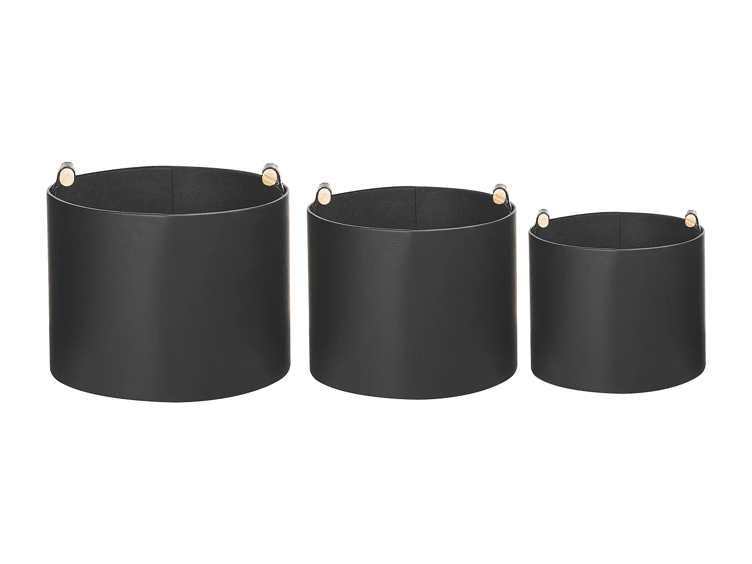 Conjunto de 3 cestas ARAM Piel sintética Negro