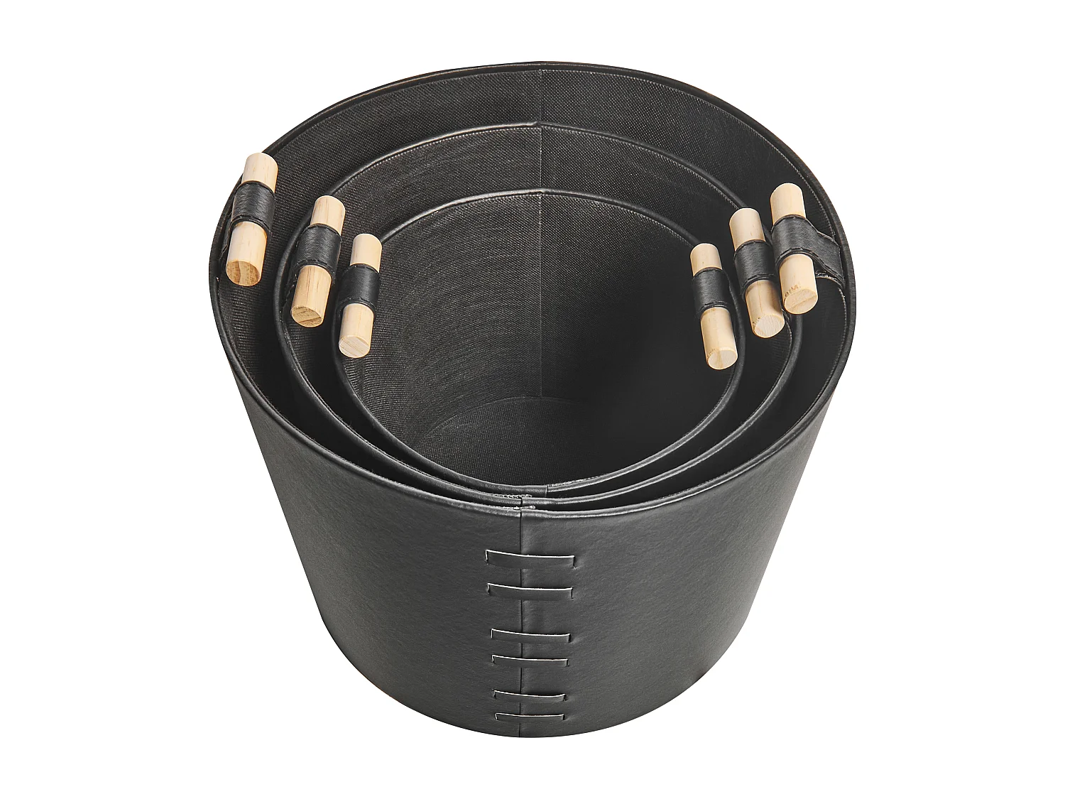 Conjunto de 3 cestas ARAM Piel sintética Negro