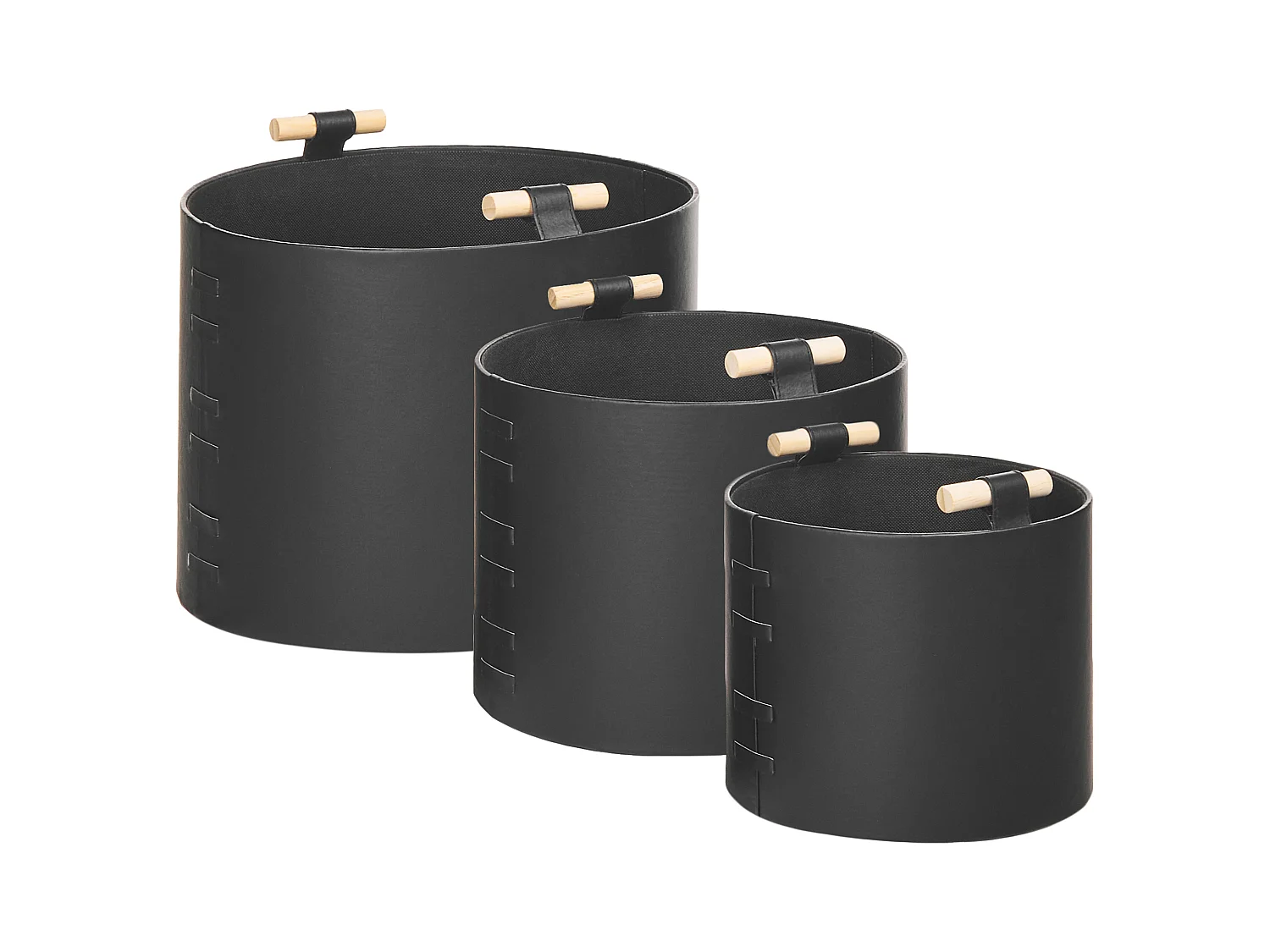 Lot de 3 paniers ARAM Cuir PU Noir