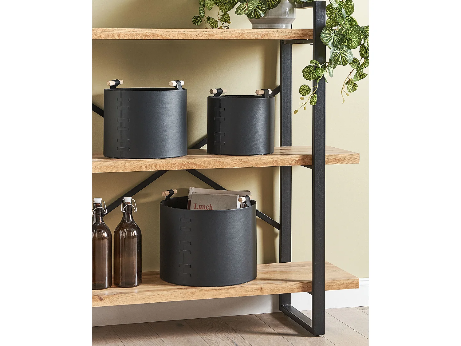 Lot de 3 paniers ARAM Cuir PU Noir