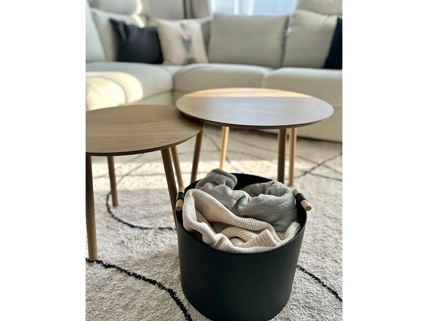 Lot de 3 paniers ARAM Cuir PU Noir