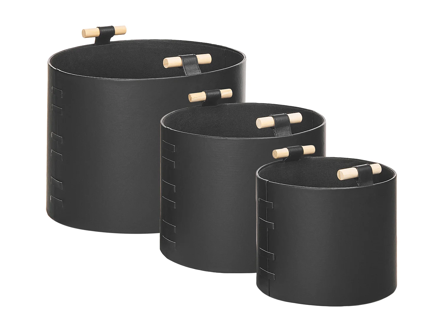 Lot de 3 paniers ARAM Cuir PU Noir