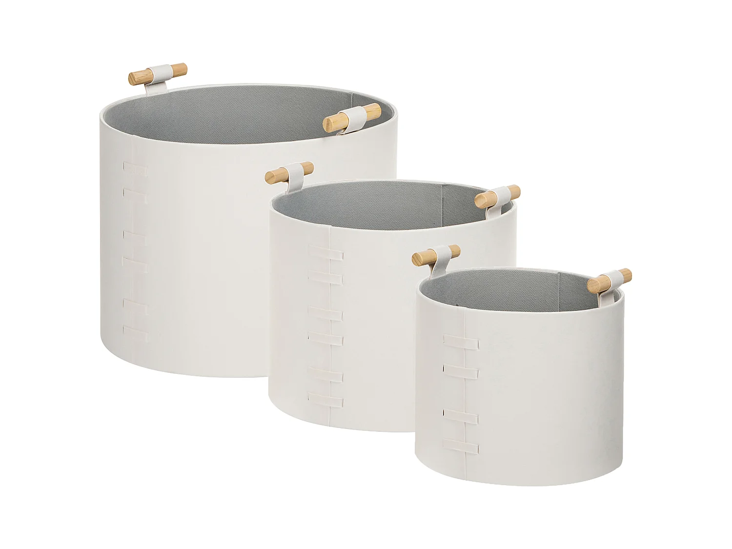 Lot de 3 paniers ARAM Cuir PU Blanc cassé
