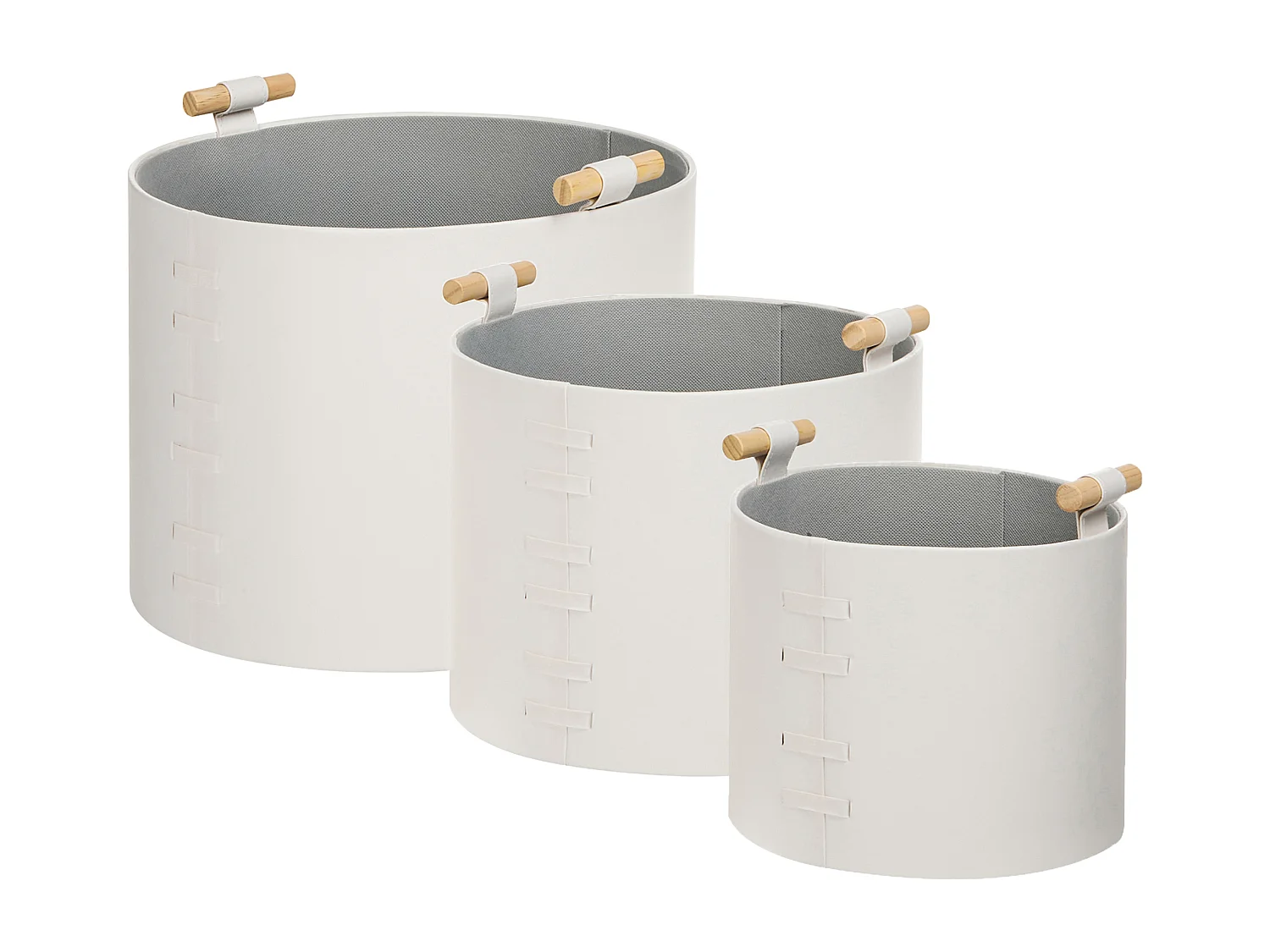 Conjunto de 3 cestos ARAM Pele sintética Branco creme