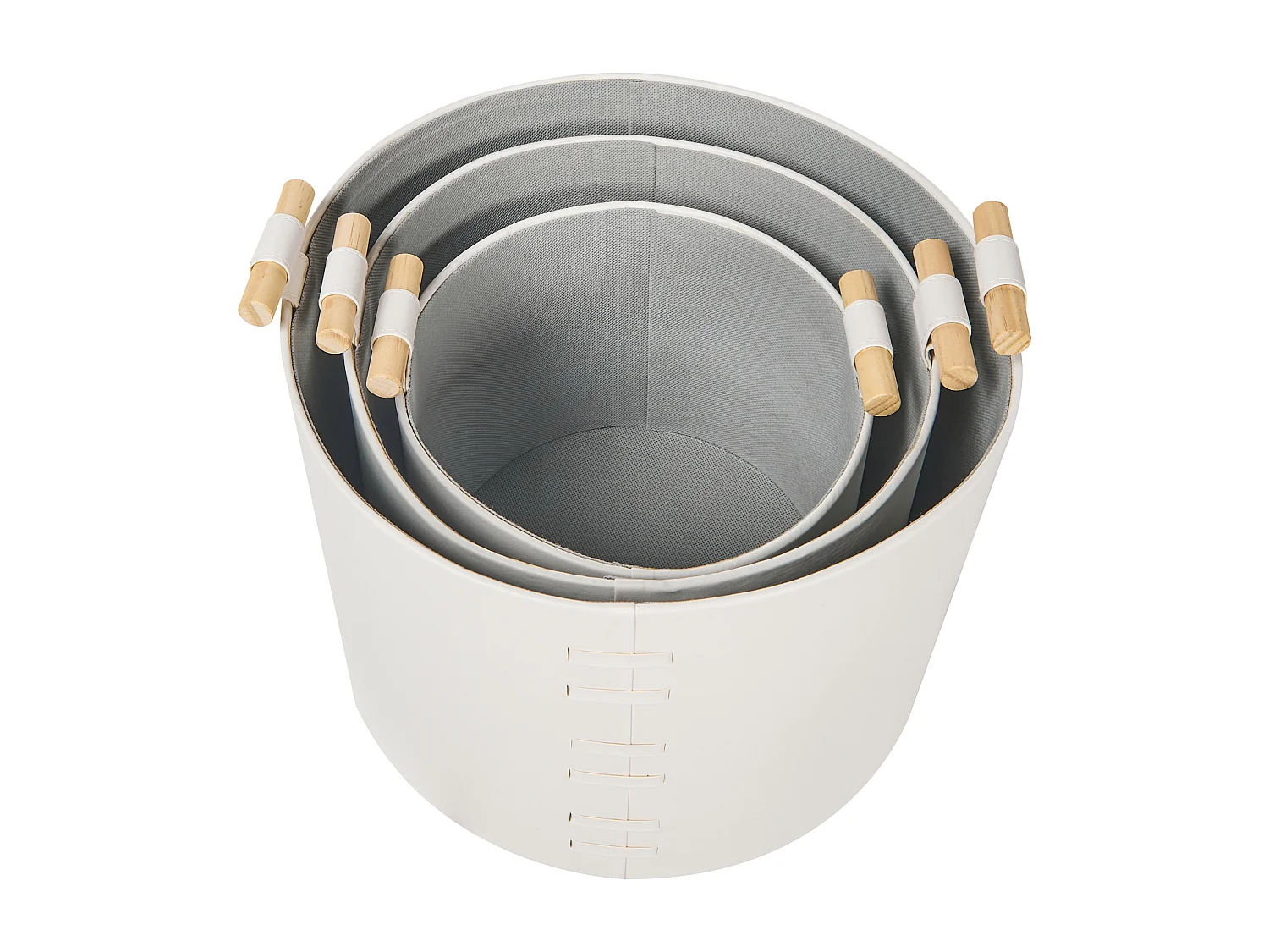 Conjunto de 3 cestos ARAM Pele sintética Branco creme