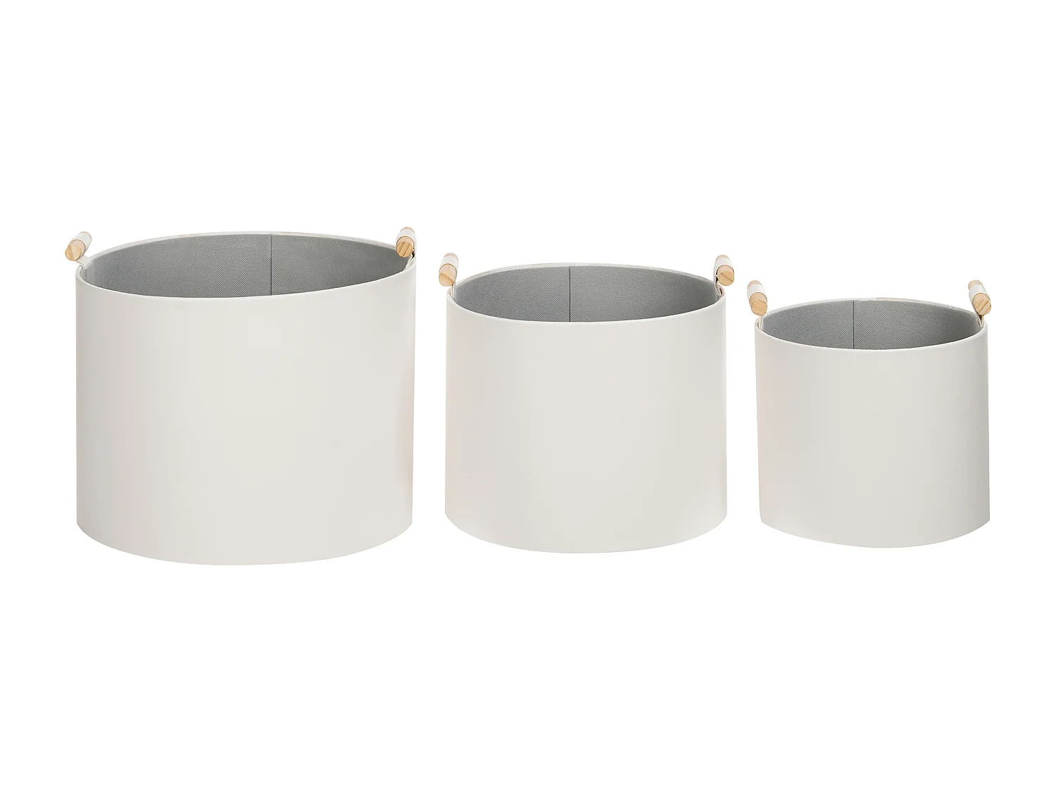 Conjunto de 3 cestos ARAM Pele sintética Branco creme