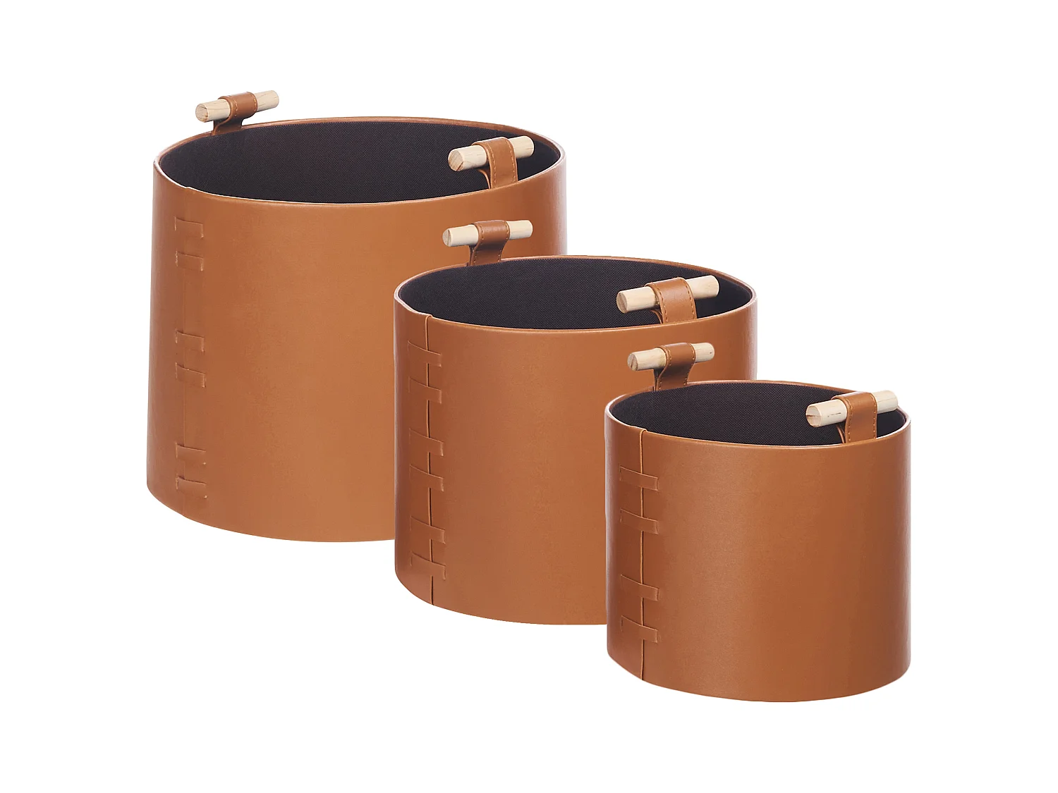Lot de 3 paniers ARAM Cuir PU Marron