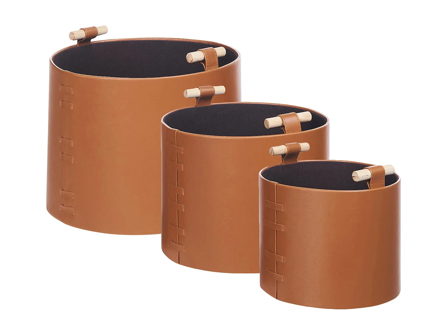 Conjunto de 3 cestos ARAM Pele sintética Castanho