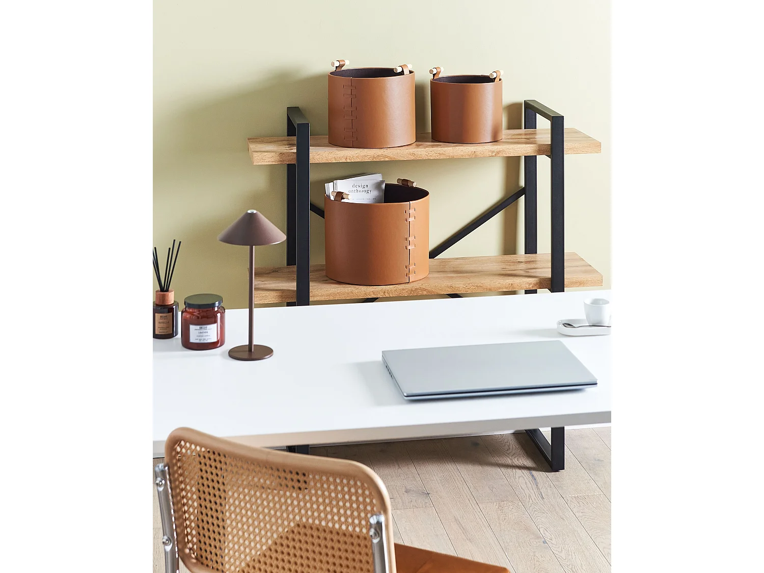 Conjunto de 3 cestos ARAM Pele sintética Castanho