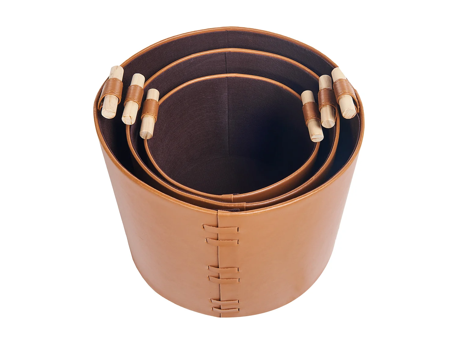 Lot de 3 paniers ARAM Cuir PU Marron