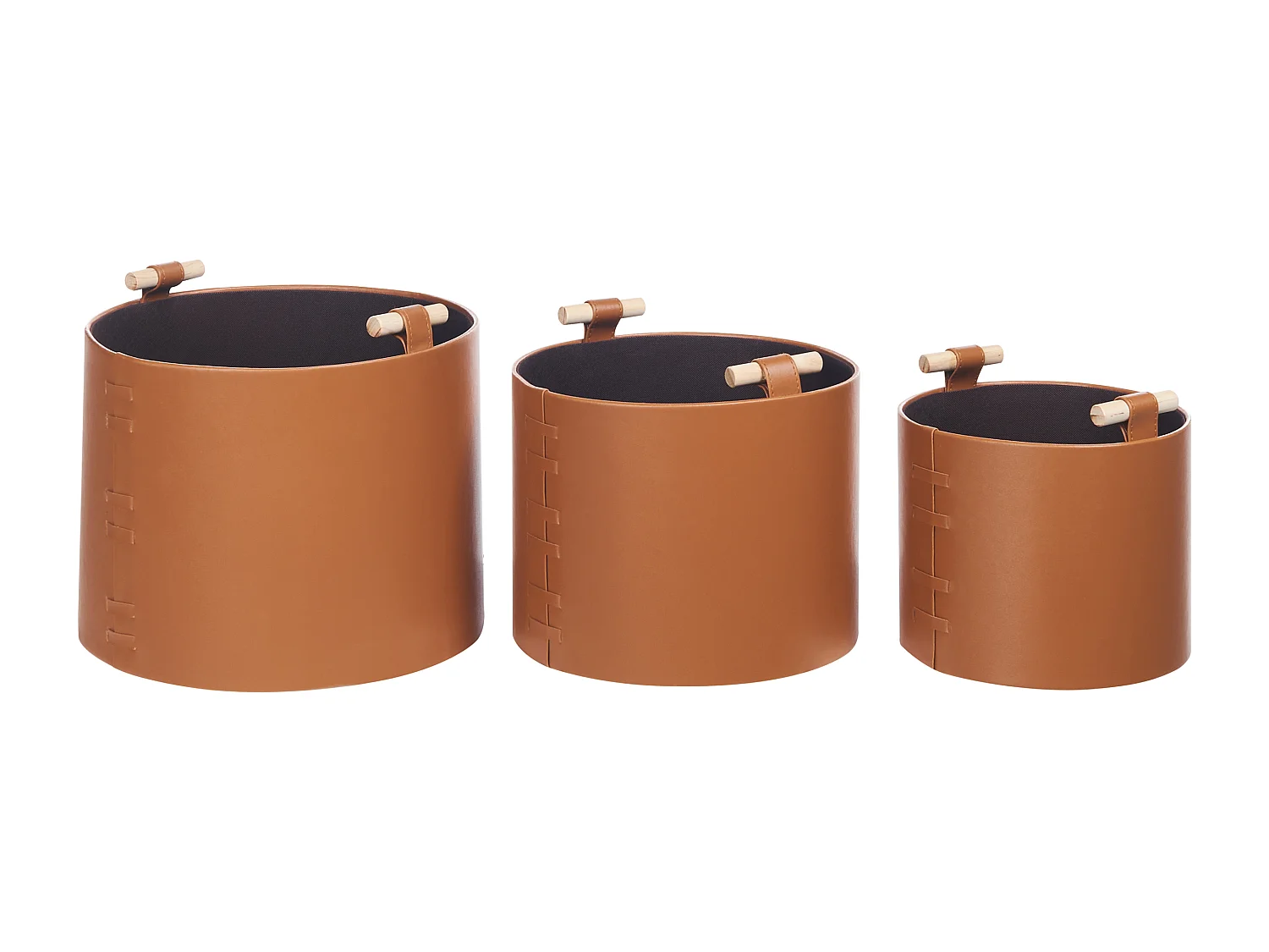 Lot de 3 paniers ARAM Cuir PU Marron