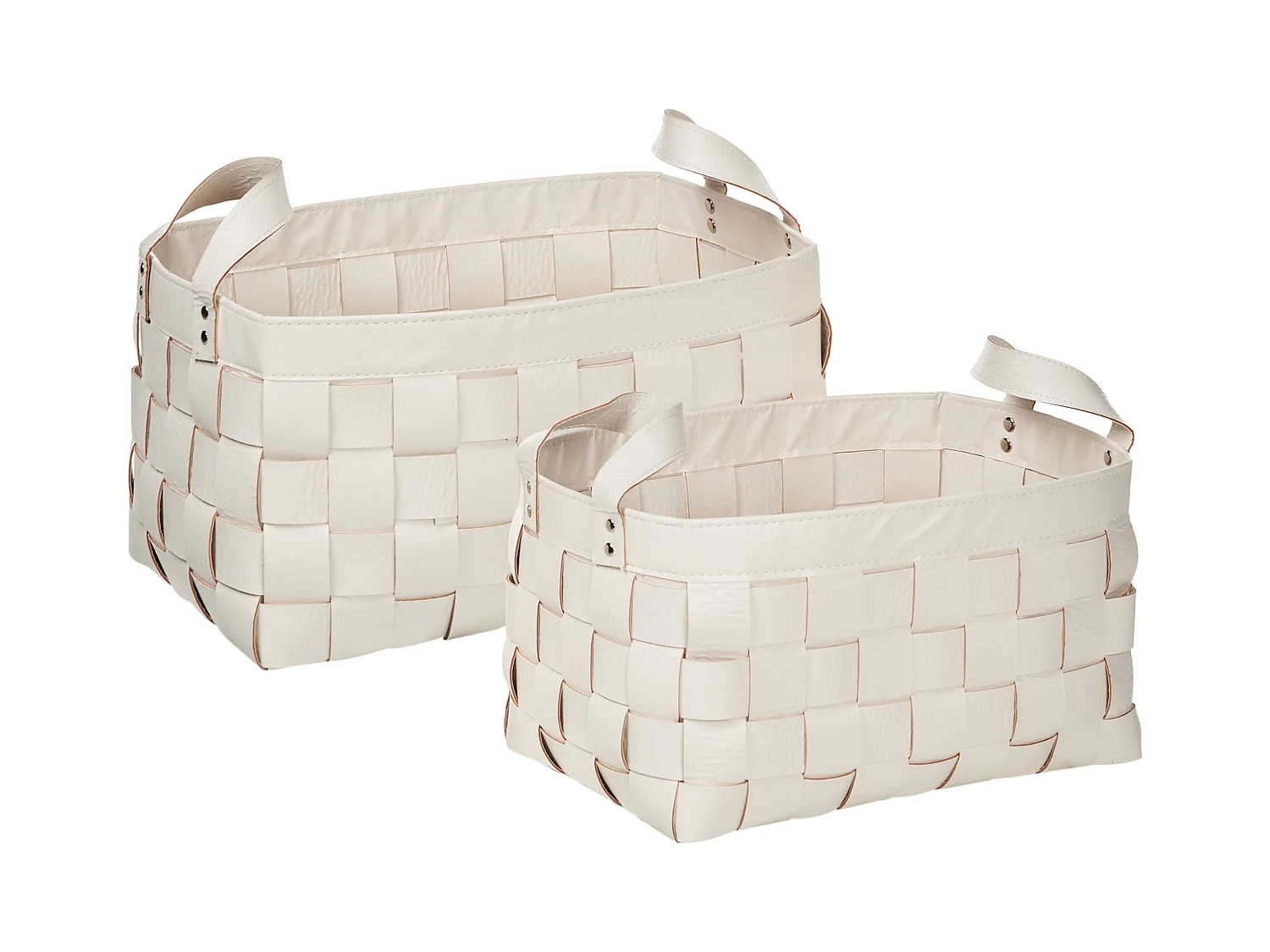 Aufbewahrungskorb 2er Set SIPPAR Kunstleder Beige