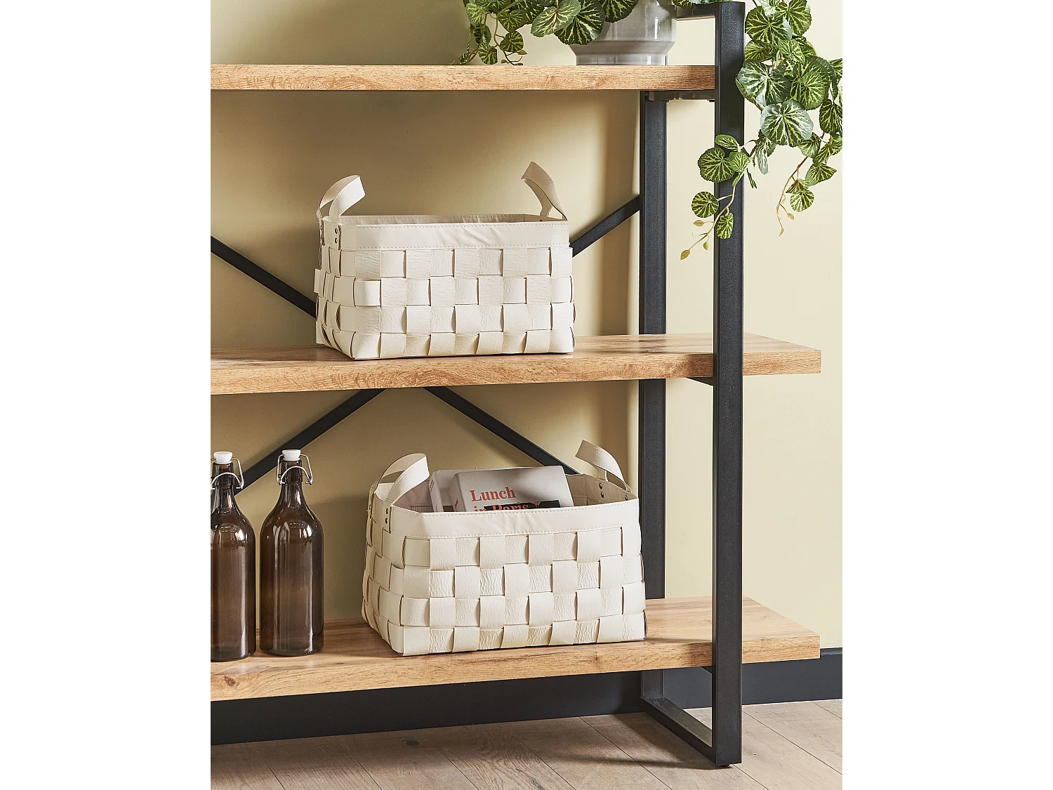 Aufbewahrungskorb 2er Set SIPPAR Kunstleder Beige