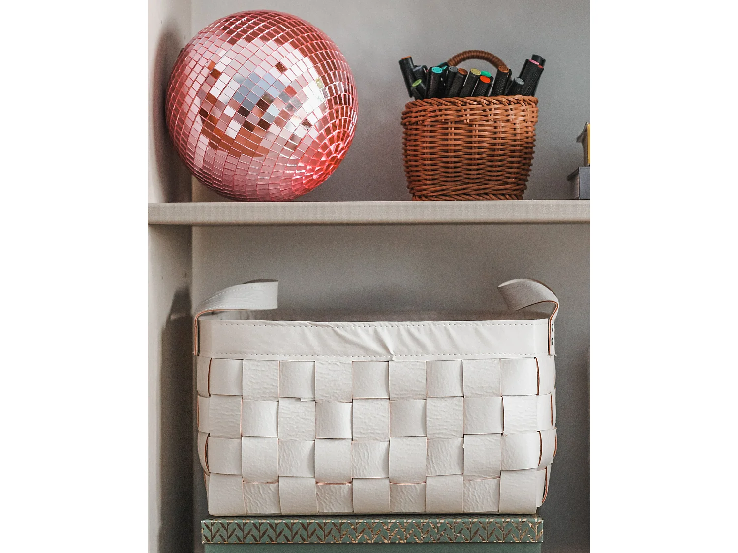 Lot de 2 paniers SIPPAR Cuir PU Beige