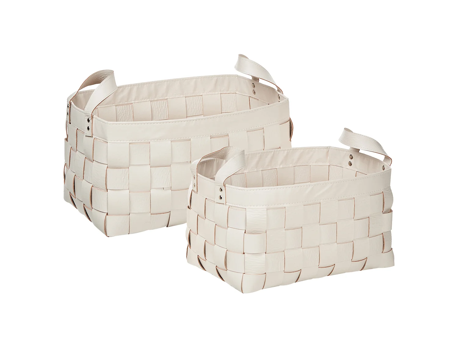 Set of 2 Baskets SIPPAR Faux Leather Beige
