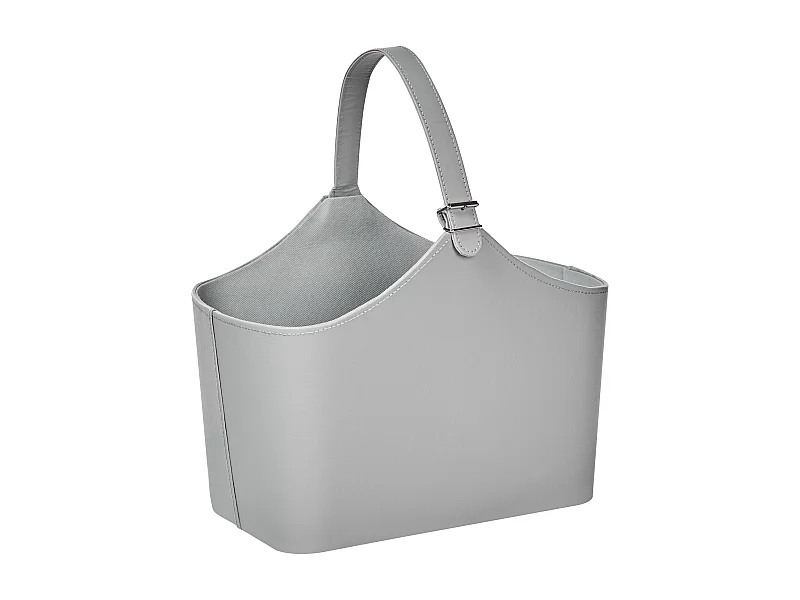 Korb mit Griff Kunstleder grau rechteckig schmal 26x41 cm modern Elam