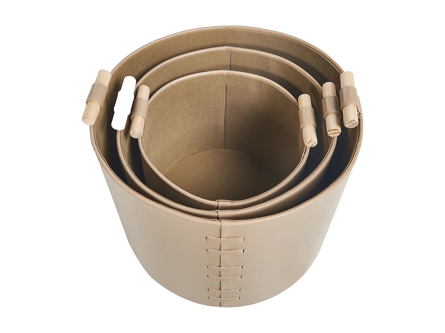 Aufbewahrungskorb 3er Set ARAM Kunstleder Beige