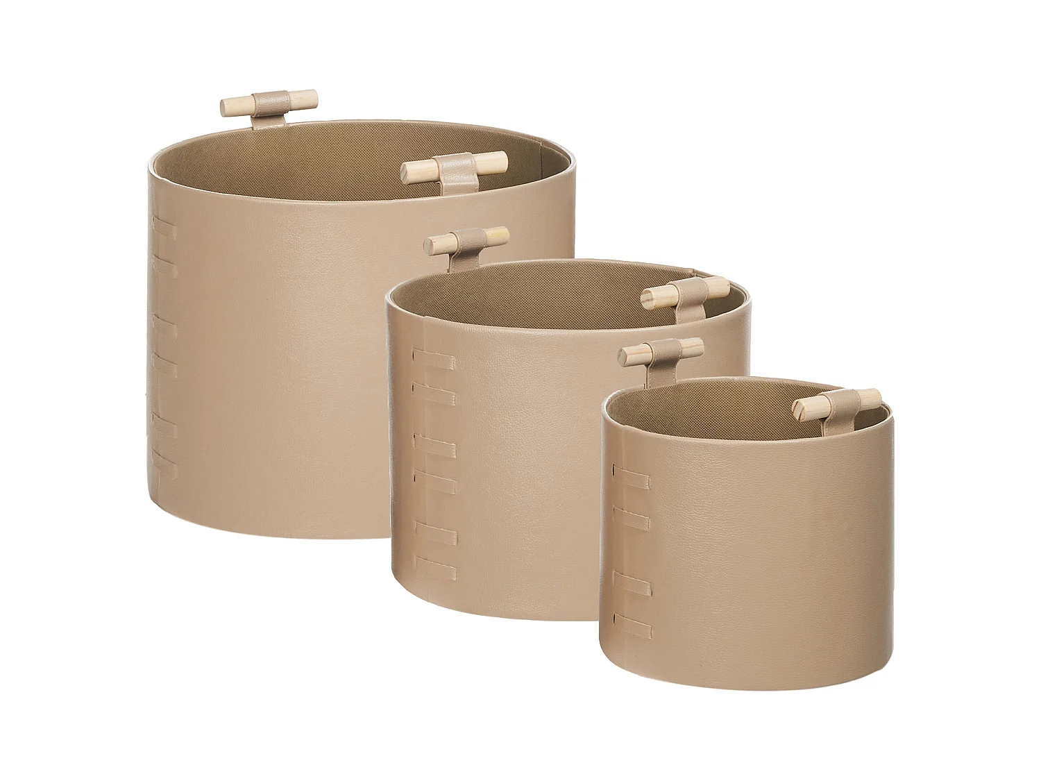Aufbewahrungskorb 3er Set ARAM Kunstleder Beige