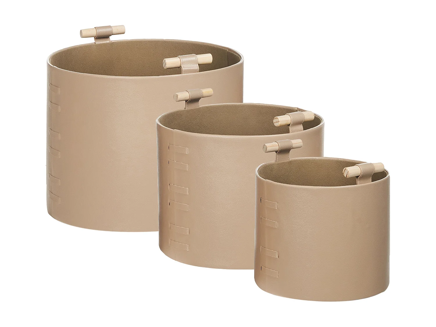 Lot de 3 paniers ARAM Cuir PU Beige