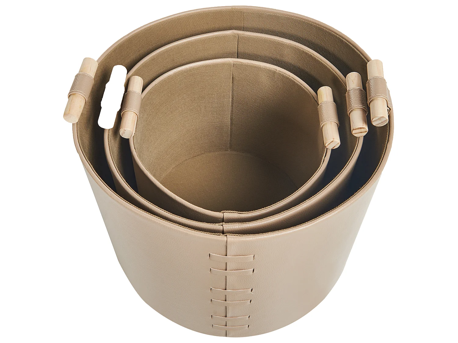 Set van 3 manden ARAM Kunstleer Beige