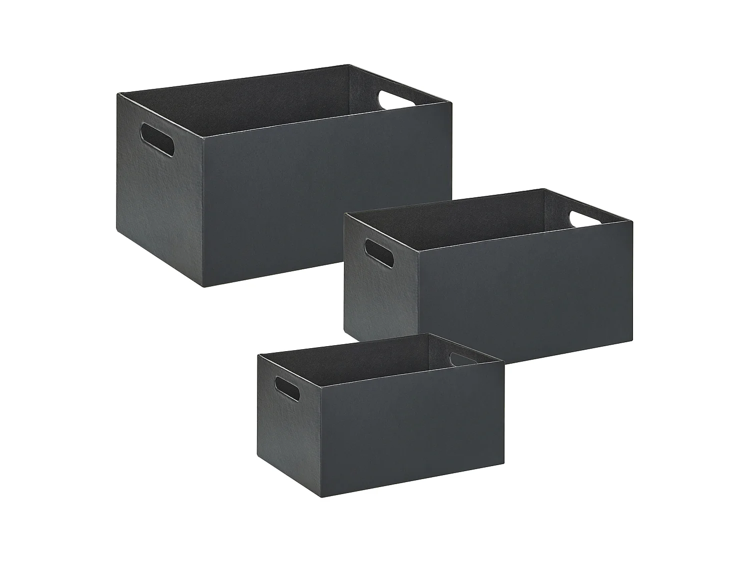 Lot de 3 boîtes LARSA Cuir PU Gris graphite