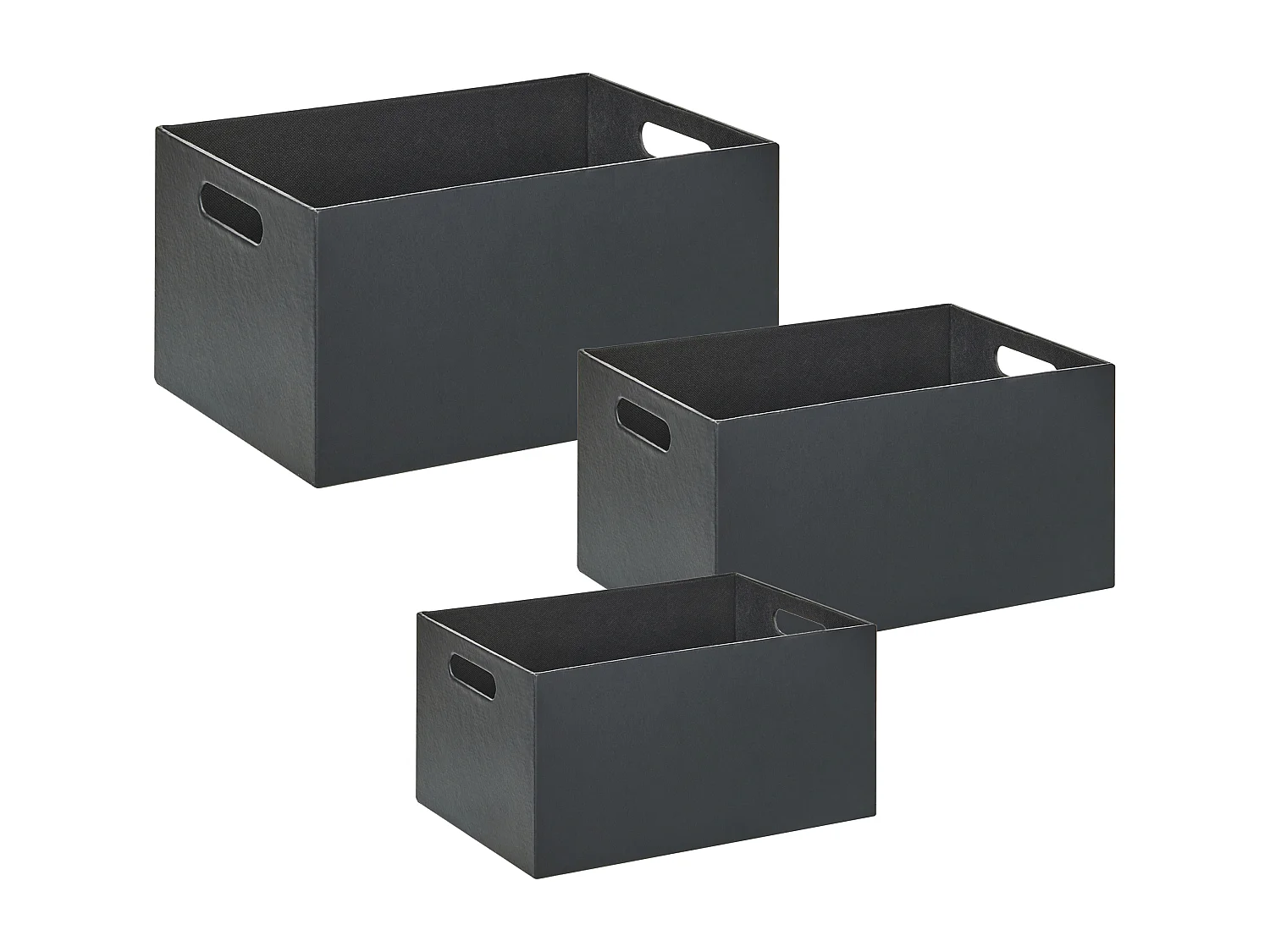 Set di 3 scatole LARSA Pelle sintetica Grigio grafite