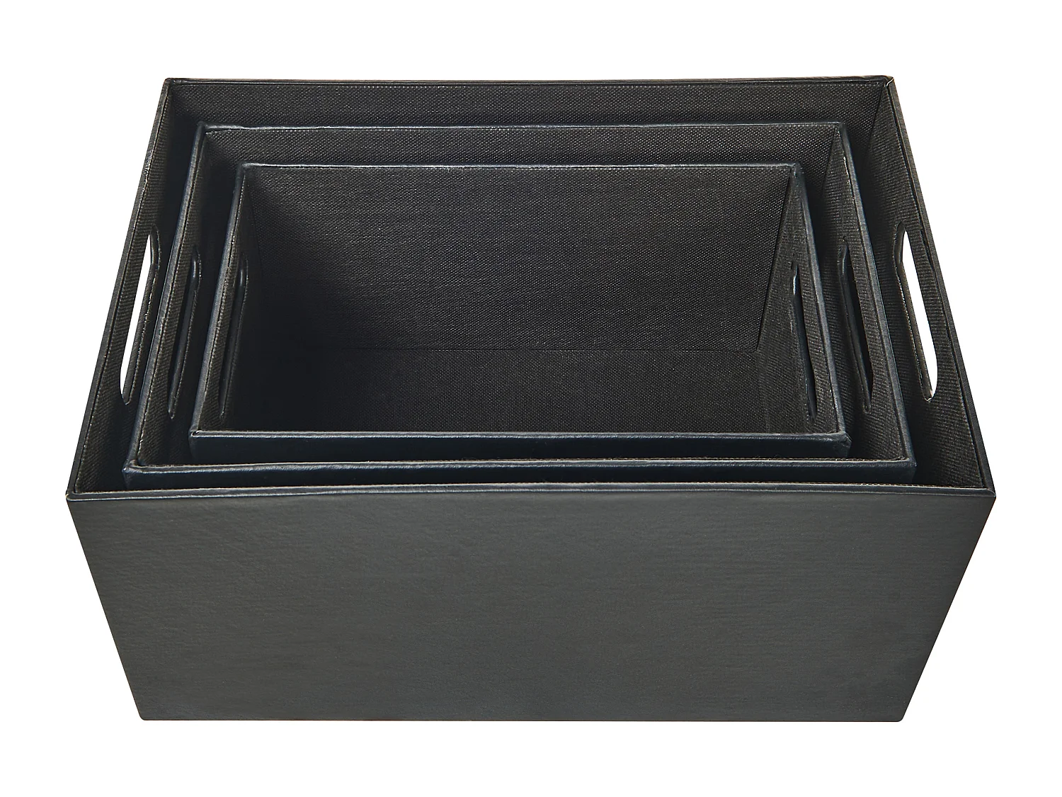 Set di 3 scatole LARSA Pelle sintetica Grigio grafite