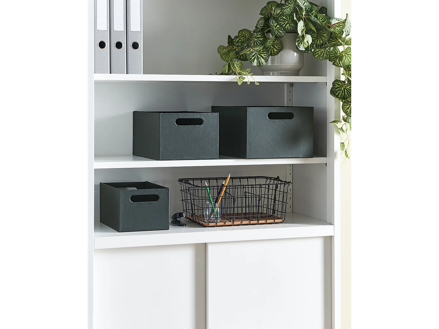 Lot de 3 boîtes LARSA Cuir PU Gris graphite