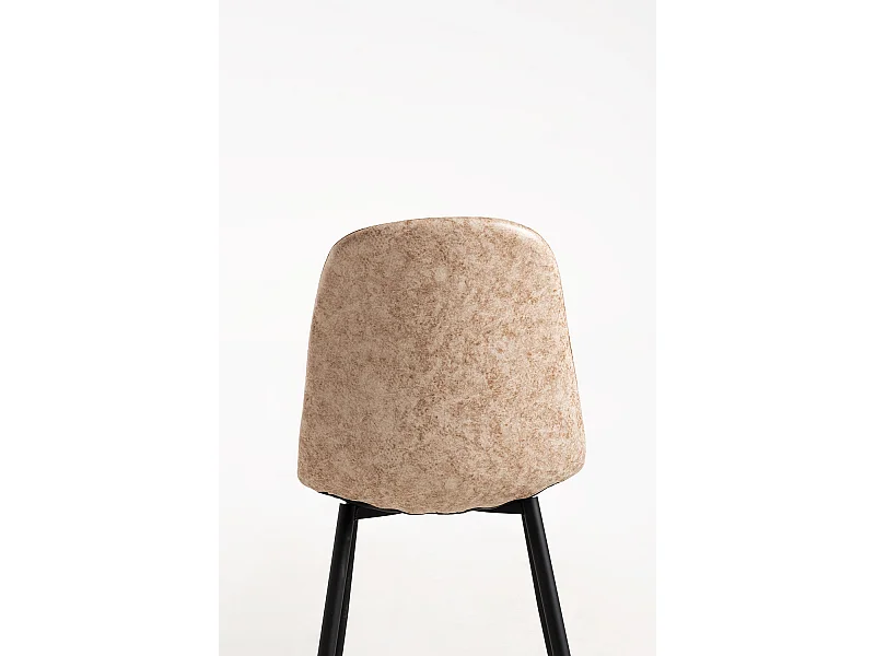 Sillas Comedor - Silla Black Teok Polipiel Vintage - Beige Vintage Teok