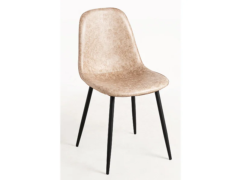 Sillas Comedor - Silla Black Teok Polipiel Vintage - Beige Vintage Teok