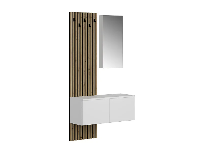 Recibidor Panelado Con Espejo Color Blanco