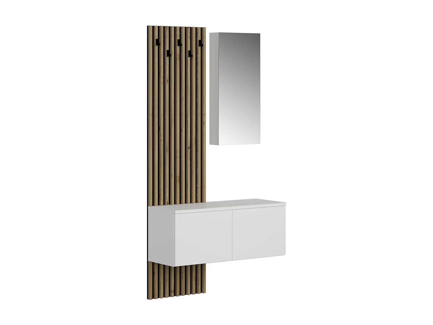 Recibidor Panelado Con Espejo Color Blanco